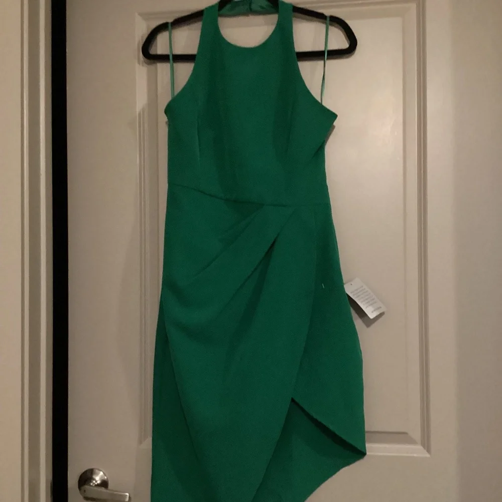 Jewel Badgley Mischka Draped Halter Neck Asymmetric Cocktail Dress, size 8 - Picture 4 of 16